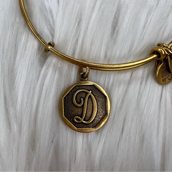 Alex and Ani D Initial Monogram Rafaelian Gold Charm Bangle Bracelet - Picture 2 of 3